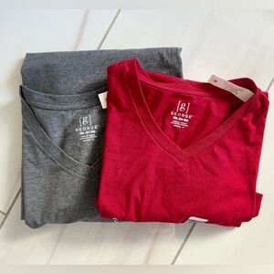 George V-Neck Tees in Charcoal and Crimson